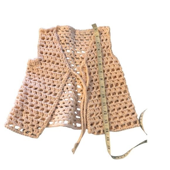 Handmade Vintage Crochet Kids Sweater Vest - Pink - Picture 3 of 4